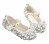 FQLGJMY Girls Mary Jane Dress Shoes Princess Ballerina Flat Glitter Rhinestone Pearl Bowknot Ankle Strap School Party Christmas Halloween Wedding Cosplay for Toddlers Kids
