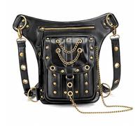 FQLGJMY Leather Waist Shoulder Messenger Bag Fanny Pack Owl Skull Medieval Retro Industrial Renaissance Steampunk Goth Cellphone Wallet Costume Ball Halloween Casual Travel Party