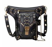 FQLGJMY Leather Waist Shoulder Messenger Bag Fanny Pack Owl Skull Medieval Retro Industrial Renaissance Steampunk Goth Cellphone Wallet Costume Ball Halloween Casual Travel Party