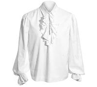 FQLGJMY Mens Pirate Shirt Ruffle Renaissance Victorian Vampire Poet Shirts Steampunk Gothic Medieval Halloween Costume
