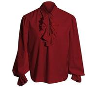 FQLGJMY Mens Pirate Shirt Ruffle Renaissance Victorian Vampire Poet Shirts Steampunk Gothic Medieval Halloween Costume