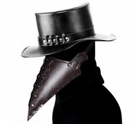 FQLGJMY PU Leather Bird Mask Plague Doctor Long Nose Bird Beak Steampunk Goth Halloween Cosplay Party Props Costume Ball