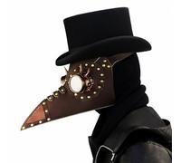 FQLGJMY PU Leather Bird Mask Plague Doctor Long Nose Bird Beak Steampunk Goth Halloween Cosplay Party Props Costume Ball