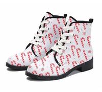 FQLGJMY Women Ankle Boots Candy Cane Snowman Christmas Tree Balloon Pine Needles Snowy Night Bell Elk Casual Fashion Romantic Platform Leather Booties with Jeans Dress Skirts Travel Party Xmas Winter