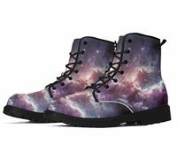 FQLGJMY Women Ankle Boots Leopard Gradient Print Butterfly Flower Starry Sky Color-blocked Combat Booties Platform Lightweight Leather with Jeans Dress Skirts Travel Party Halloween Christmas