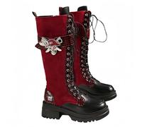 FQLGJMY Women's Chunky Heel Combat Boots with Chain Love Buckle Rhinestone Decoration Platform Ankle Booties Lace Up Streetwear Fashion Boots Comfortable Block Heel for Fall Winter