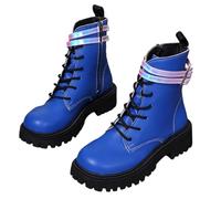 FQLGJMY Women's Chunky Heel Combat Boots with Chain Love Buckle Rhinestone Decoration Platform Ankle Booties Lace Up Streetwear Fashion Boots Comfortable Block Heel for Fall Winter