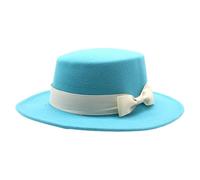 FQLGJMY Women's Felt Fedora Hat with Ribbon Bow Wide Brim Flat Top Jazz Hat for Ladies' Party Wedding Daily All-Season Wear Turquoise