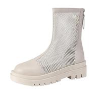 FQLGJMY Women's Hollow Out High/Mid Calf Mesh Zipper Boots Closed Toe Platform Summer Autumn Booties Sandals Costume Renaissance Mid Heel Dress Boots