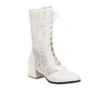 FQLGJMY Women's Hollow Out High/Mid Calf Mesh Zipper Boots Closed Toe Platform Summer Autumn Booties Sandals Costume Renaissance Mid Heel Dress Boots