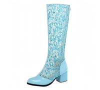 FQLGJMY Women's Hollow Out High/Mid Calf Mesh Zipper Boots Closed Toe Platform Summer Autumn Booties Sandals Costume Renaissance Mid Heel Dress Boots