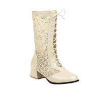 FQLGJMY Women's Hollow Out High/Mid Calf Mesh Zipper Boots Closed Toe Platform Summer Autumn Booties Sandals Costume Renaissance Mid Heel Dress Boots
