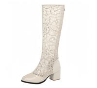 FQLGJMY Women's Hollow Out High/Mid Calf Mesh Zipper Boots Closed Toe Platform Summer Autumn Booties Sandals Costume Renaissance Mid Heel Dress Boots