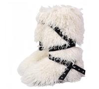 FQLGJMY Women's Knee High/Mid-Calf Faux Fur Snow Boots with Rivet Tie Straps Furry Fluffy Comfy Winter Shoes Round Toe Suede Warm Fur Lined Long Booties Plush Outdoor Indoor Flat Y2K Boot