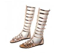 FQLGJMY Womens Knee High Roman Cut Out Gladiator Sandals Summer Casual Ankle Strap Open Toe Breathable Back Zipper Low Heel Sandals