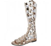 FQLGJMY Womens Knee High Roman Cut Out Gladiator Sandals Summer Casual Ankle Strap Open Toe Breathable Back Zipper Low Heel Sandals