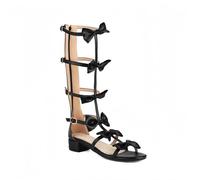 FQLGJMY Womens Knee High Roman Cut Out Gladiator Sandals Summer Casual Ankle Strap Open Toe Breathable Back Zipper Low Heel Sandals