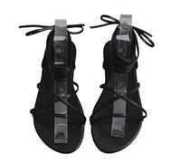 FQLGJMY Womens Knee High Roman Cut Out Gladiator Sandals Summer Casual Ankle Strap Open Toe Breathable Back Zipper Low Heel Sandals