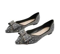 FQLGJMY Women's Pointed Rhinestone Ballet Flat Shoes Glitter Flowers Bow Wedding Party Comfort Low Heel Elegant Dress Flats