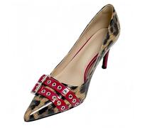 FQLGJMY Women's Pointed Toe Slingback Heels Patchwork Patent Stiletto Slip On Pumps with Buckle Strap Dress Work Shoes for Spring Summer 3.1 Inches