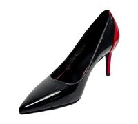 FQLGJMY Women's Pointed Toe Slingback Heels Patchwork Patent Stiletto Slip On Pumps with Buckle Strap Dress Work Shoes for Spring Summer 3.1 Inches