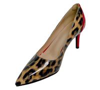 FQLGJMY Women's Pointed Toe Slingback Heels Patchwork Patent Stiletto Slip On Pumps with Buckle Strap Dress Work Shoes for Spring Summer 3.1 Inches