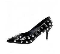 FQLGJMY Women's Pointed Toe Slingback Heels Patchwork Patent Stiletto Slip On Pumps with Buckle Strap Dress Work Shoes for Spring Summer 3.1 Inches