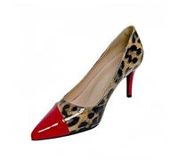 FQLGJMY Women's Pointed Toe Slingback Heels Patchwork Patent Stiletto Slip On Pumps with Buckle Strap Dress Work Shoes for Spring Summer 3.1 Inches