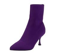 FQLGJMY Women's Slip-On Mid Heel Ankle Pointed Toe Rhinestone/Knitted Boots Sparkly Ankle Booties with Pointed Toe Stiletto Heels Dress Boots Fall Ankle Boots for Date Party Night Out Holiday