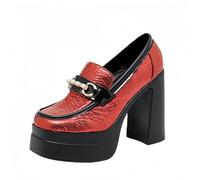 FQLGJMY Women's Thick-Soled Lightweight High-Heeled Single Shoes Platform Chunky Heel Ultrahigh Heel European and American Style Fashion Mary Janes Pumps with Rhinestone Buckle Bow Lace Pearl