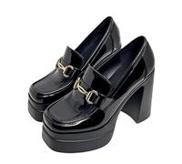 FQLGJMY Women's Thick-Soled Lightweight High-Heeled Single Shoes Platform Chunky Heel Ultrahigh Heel European and American Style Fashion Mary Janes Pumps with Rhinestone Buckle Bow Lace Pearl