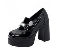 FQLGJMY Women's Thick-Soled Lightweight High-Heeled Single Shoes Platform Chunky Heel Ultrahigh Heel European and American Style Fashion Mary Janes Pumps with Rhinestone Buckle Bow Lace Pearl