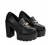 FQLGJMY Women's Thick-Soled Lightweight High-Heeled Single Shoes Platform Chunky Heel Ultrahigh Heel European and American Style Fashion Mary Janes Pumps with Rhinestone Buckle Bow Lace Pearl