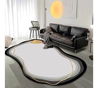 FQMSDCBD Irregular Shaped Area Rug,Nonslip Washable Living Room Rugs,Soft Wool Cashmere Rug,Modern Abstract Accent Oval Rug for Dinning Bedroom Floor Decor