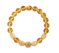 FQMWVCHN Premium Women's Natural Citrine Lucky Bracelet, Gold Gemstone Elastic Jewelry, Brings Good Luck, Three Colors Available, One Size, Crystal, Agate