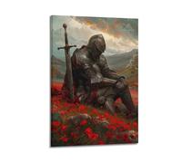 FQNYR Medieval Knight Gothic Dark Fantasy Medieval Castle Knight Poster Decorative Painting Canvas Wall Art Picture Print Modern Family Bedroom Decor 08x12inch(20x30cm)