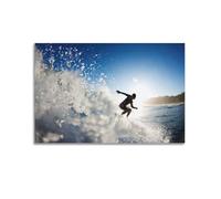 FQNYR Surf Water Sports Sea Beach Big Wave Surfing Poster Wall Art Print Retro Aesthetic Room Decor Painting Canvas Home And Office Decorations 16x24inch(40x60cm) Unframe-style