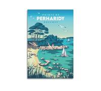 FQNYR Vintage Travel Poster Pointe De Perharidy Roscoff Poster Wall Art Print Retro Aesthetic Room Decor Painting Canvas Home And Office Decorations 16x24inch(40x60cm) Unframe-style