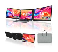 FQQ - 14" Laptop Screen Extender, FHD 1200P IPS Dual/Triple Monitor Portable Laptop Screen 360°Left Flip Screen, USB-C/HDMI Plug & Play, Display