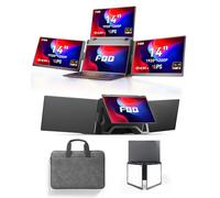 FQQ 14" Laptop Screen Extender, FHD 1200P IPS Triple Screen, 1 Cable for 3 Screen Travel Monitor for 12-16.5 inch Laptop, Compatible with Win and