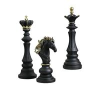 FQRDKT 3 Piece Resin Chess Pieces Set, International Chess Pieces, Collection, Gift, Chess Pieces Ornaments, Resin Sculptures for Home, Black
