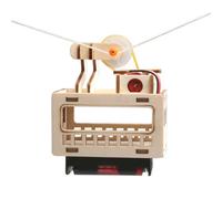 FQRDKT Cable Car Assembly Wooden Model Kit Toy Set Pulley Build Educational Physics Engineering Craft Interactive Learning Suitable for classroom teaching student learning desk display