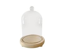 FQRDKT Cloche Display, Bell-shaped Glass Showcase, Portable, Versatile, Tabletop Display, Wooden Base for Housewarming Gift, 10x13cm