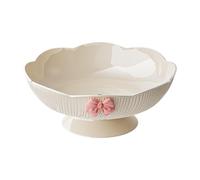 FQRDKT Fruit Bowl, Vegetable Holder, Desserts, Cakes, Appetizers, Decorative Footed Bowl with Drainage Holes, Centerpiece, Rustic, White