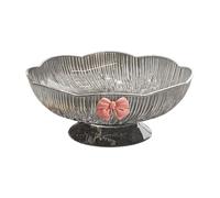 FQRDKT Fruit Bowl, Vegetable Holder, Desserts, Cakes, Appetizers, Decorative Footed Bowl with Drainage Holes, Centerpiece, Rustic, Gray