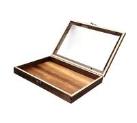 FQRDKT Wooden Display Case, Jewelry Storage Box, Multifunctional Small Object Holder, Rectangular Collection Box with, 36.5cmx26cmx5.5CM