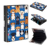FQSXFIFN Credit Card Holder Metal Wallet, RFID Blocking Slim Minimalist Card Wallets for Man Woman, Aluminum Wallet for ID Business Cards Cash, Small Pocket Purse Hard Case with 6 slots, Dogs, Modern
