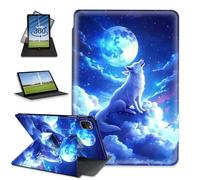 FQSXFIFN for Apple iPad Pro 12.9 Inch 2022/2021/2020 Case Rotating, Auto Wake Sleep Leather Case for Apple iPad Air 13 Inch 2024/2025, White Wolf Folio Stand Table Cover for Woman Man
