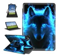 FQSXFIFN for Apple iPad Pro 12.9 Inch 2022/2021/2020 Case Rotating, Auto Wake Sleep Leather Case for Apple iPad Air 13 Inch 2024/2025, Glowing Wolf Folio Stand Table Cover for Woman Man