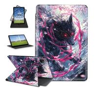 FQSXFIFN for Apple iPad Pro 12.9 Inch 2022/2021/2020 Case Rotating, Auto Wake Sleep Leather Case for Apple iPad Air 13 Inch 2024/2025, Black Wolf Folio Stand Table Cover for Woman Man